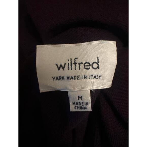 Women M Aritzia Wilfred Purple Cardigan Sweater 100% Wool Open Drape Front - Picture 6 of 7